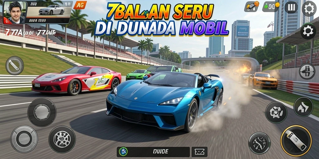 Tangkapan layar <strong>77AG</strong> menunjukkan aksi balapan yang mendebarkan dengan mobil melaju kencang.