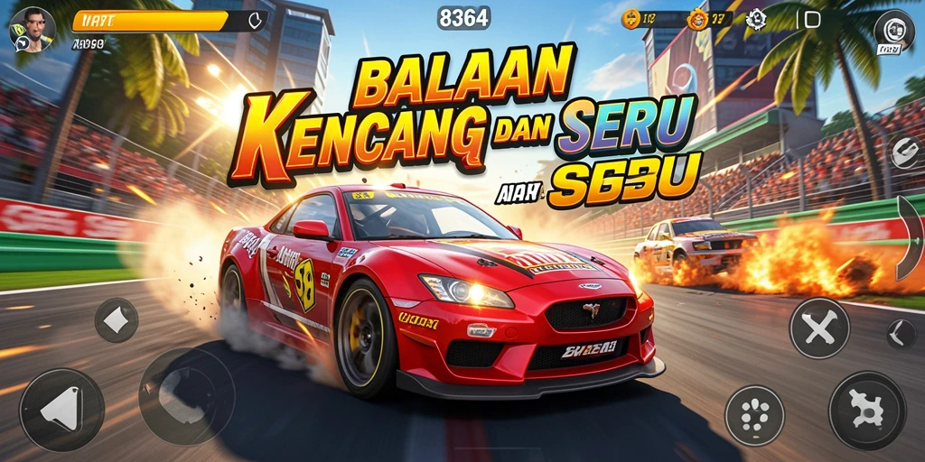 Tangkapan layar utama 8364 menampilkan aksi balapan yang mendebarkan.