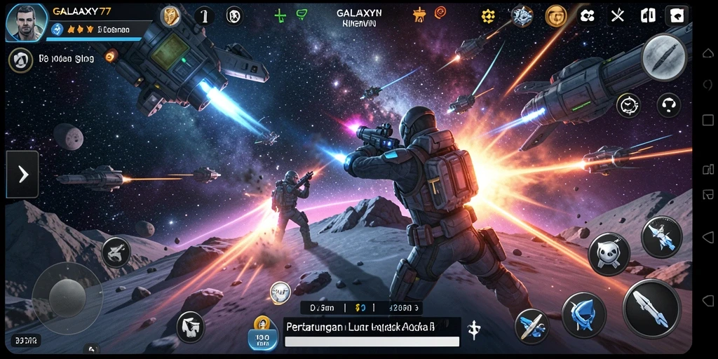 Tangkapan layar menunjukkan aksi mendebarkan dalam gameplay GALAXY77.