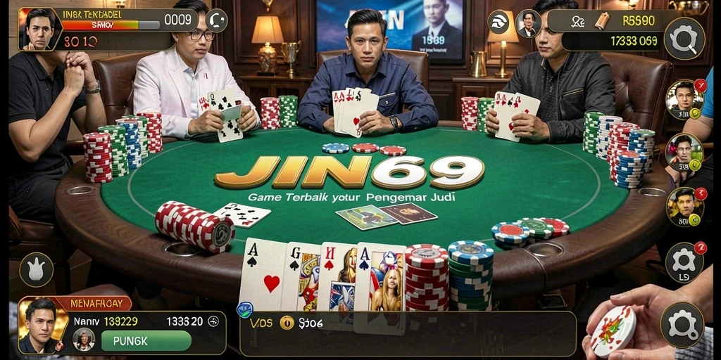 Tampilan utama gameplay Poker di JIN69 yang menawan.