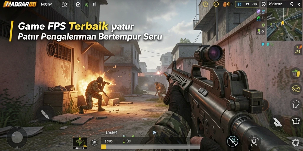 Tampilan gameplay MABAR88 menampilkan pertempuran FPS menegangkan dengan grafis luar biasa.