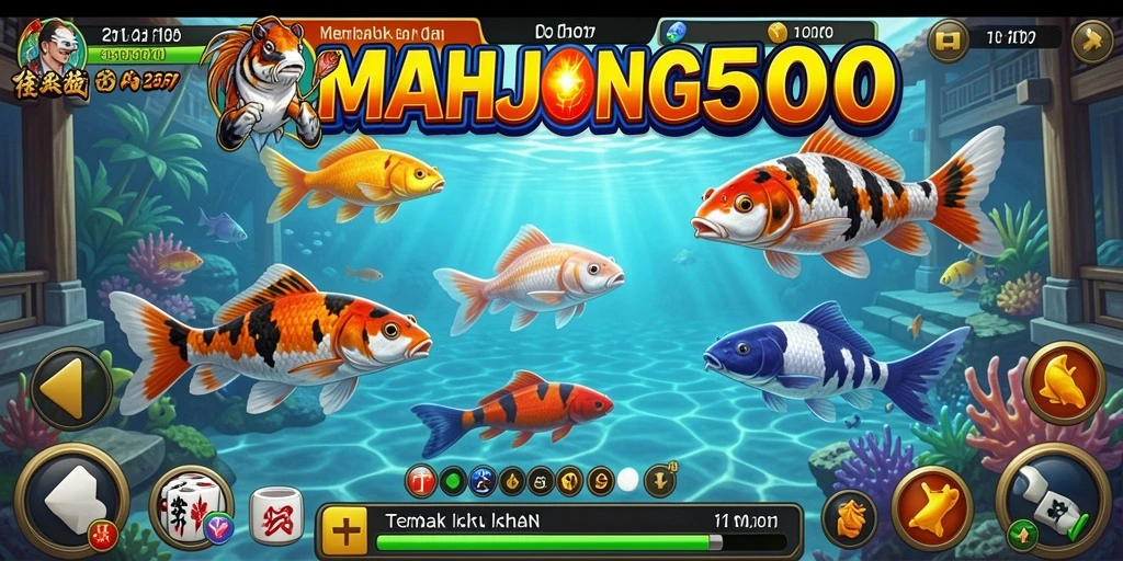 Tampilan gameplay seru di MAHJONG500 saat menangkap ikan.