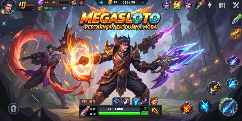 Skrinsut gameplay seru dari MEGASLOTO di arena pertempuran.