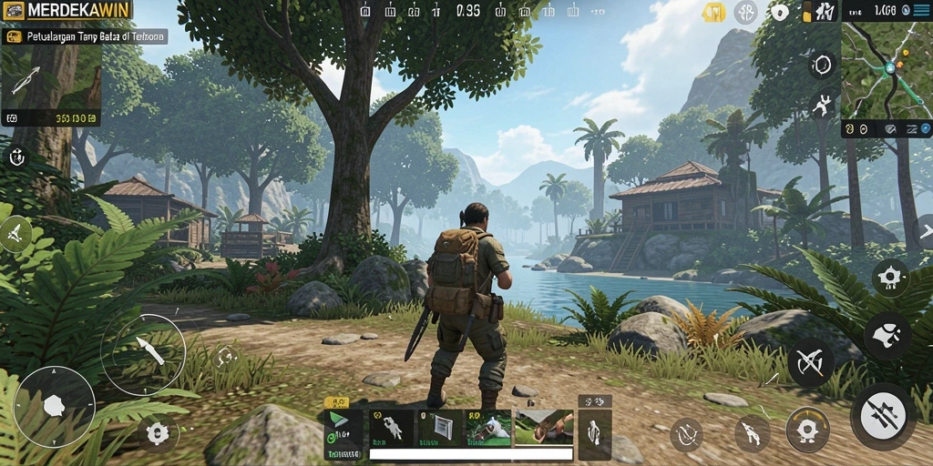 Gameplay MERDEKAWIN yang imersif dalam dunia terbuka.