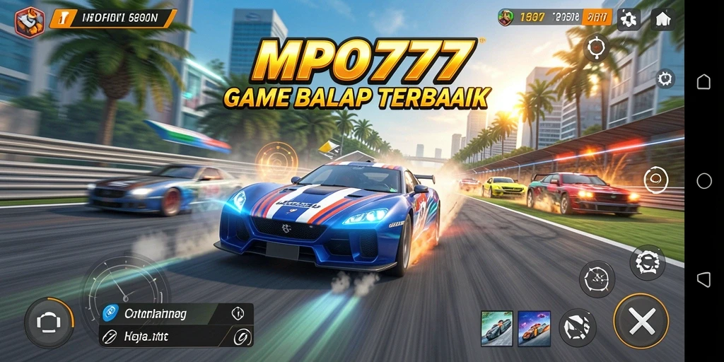 Tampilan gameplay MPO777 dengan adegan balapan yang sangat seru.