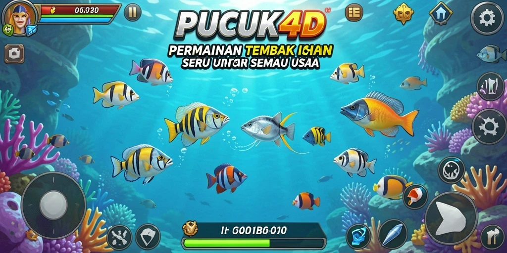 Screenshot gameplay PUCUK4D menampilkan aksi Tembak Ikan yang mendebarkan.