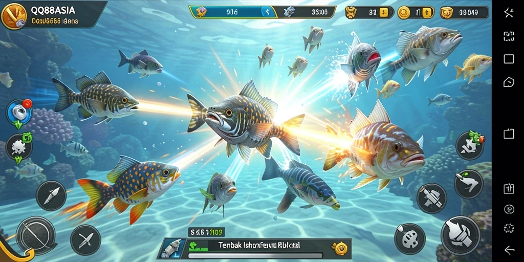 Tampilan gameplay seru di QQ88ASIA saat menangkap ikan.
