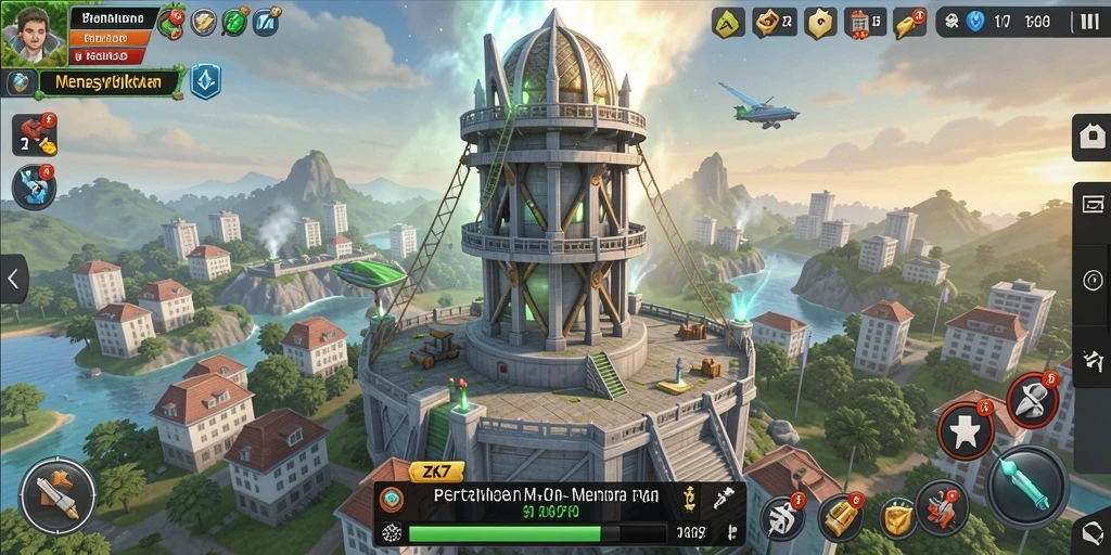 Screenshot gameplay ZK7 menampilkan aksi Tower Defense yang seru.